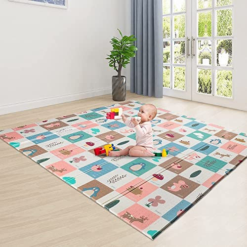 Aurorast Spielmatte Baby,Faltbare Krabbelmatte für Babygymnastik,Extra froßer Spielteppich für den Innen- und Außeneinsatz,Babymatte Doppelseiten spielbar, Wasserdicht, rutschfest, 195 * 175cm…