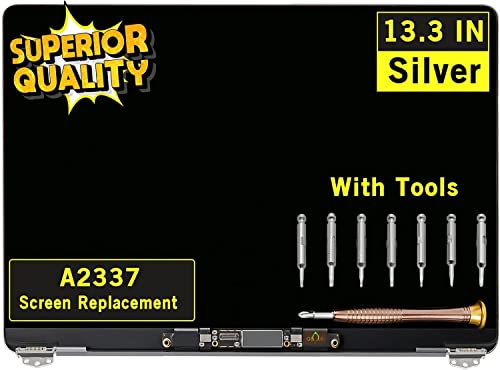 GBOLE Display Ersatz für MacBook Air A2337 M1 2020 Jahr EMC 3598 Retina Display LCD Bildschirm Komplette Montage Komplette Top Assembly 13,3 Zoll 2560 x 1600 (Silber)