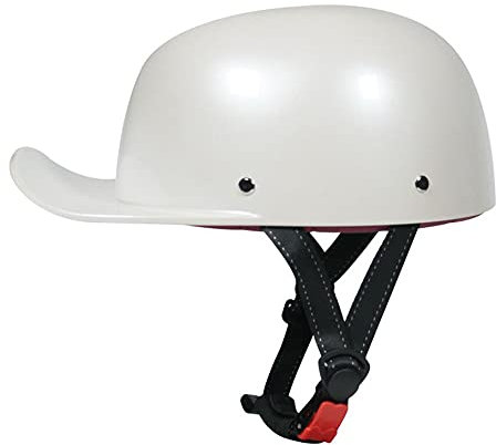 Woljay Casco Moto Retrò Mezzo Caschi Moto Casco per Scooter Ciclomotore Berretto Baseball Uomo e Donna Adulti (Large, Bianco)