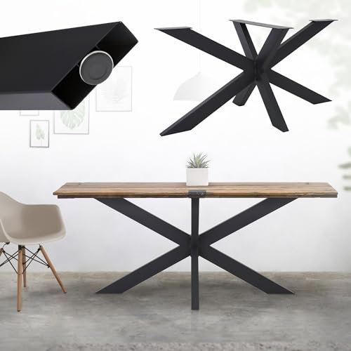 ML-Design Tischgestell Spider 78x71x150 cm, Schwarz, Kreuzgestell Kreuz X-Design Tischfüße Möbelfüße, Schwerlast Tischkufen Stahl, Metall Tischbeine, DIY Esstisch, Industriedesign, einfache Montage