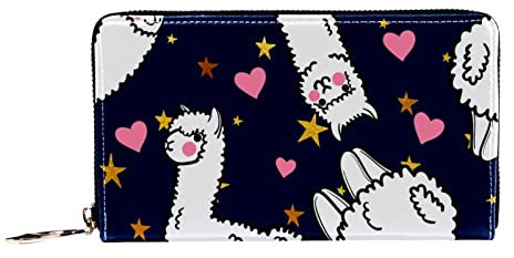 Damen-Geldbörse mit Reißverschluss und Handy-Kupplung, Alpaka-Lama, niedliches Cartoon-Lama, Reise-Geldbörse, Leder-Clutch, Kartenhalter, Organizer, Handgelenke, Geldbörsen