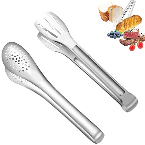 Pinzas de Barbacoa, Pinzas de Cocina Pinzas Servir Perforadas Multifuncionales Pinzas de Filete Inoxidable, Para Cocinar, Asar a La Parrilla, Freír, Empanizar, 9 (2 piezas)