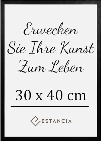 Estancia Schwarzer Holz Bilderrahmen 30x40 cm mit Bruchsicherem Acrylglas | Rahmen 30x40 cm | Bilderrahmen 30 x 40 cm | Schwarz Holzrahmen 40x30 cm