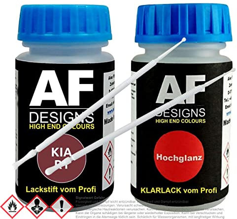 Alex Flittner Designs Für KIA R1 Azalea Red Metallic Lackstift Klarlack Lacktupfer Autolack Set