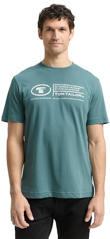 TOM TAILOR Herren Basic T-Shirt mit Print aus Baumwolle