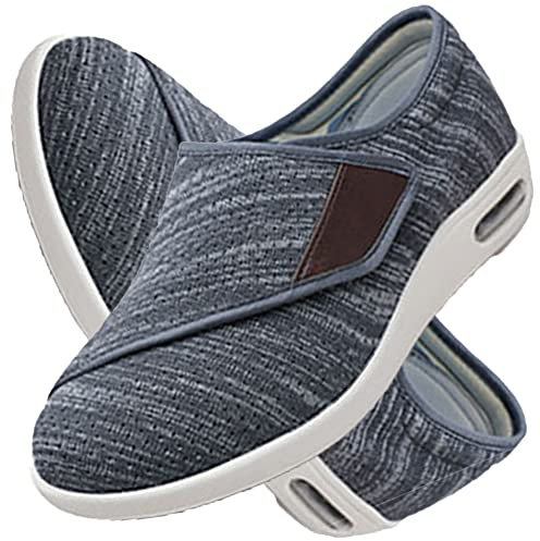 Aocase Men Women's Diabetic Walking Shoes Diabetic Arthritis Swollen Footwear Breathable Mesh Supportive Sneakers Lightweight Adjustable Strap Plantar Fasciitis Slippers,Dark Grey,36 EU