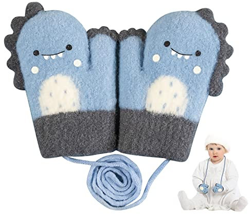 BelonLink Bébé Bambin moufles, Thermique Gants de Bébé Hiver avec Ficelle Anti-perdue pour Enfants de 0-3 Ans, Ski Snowboard Camping Vélo, Cartoon Mignon Gloves, Cadeau de Noël