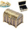 Vintage Metall Schmuck Box, rechteckige Schatzkiste Mini Bronze Schatzkiste Schmuck Box Organizer Dekorative Box Ring Ohrringe Kleine Fall Schmuck Aufbewahrungskoffer für Frauen (M)