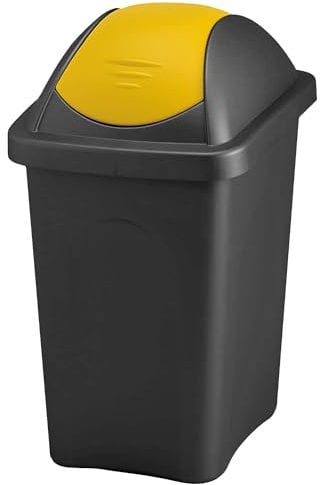 Home Centre 30L Swing Lid Kitchen General Waste Recycling Bin Colour Code Management Made in Italy Quality Rubbish Office Storage Trash Containers Yellow-Black