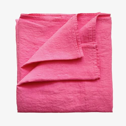 JOWOLLINA 100% Leinen Stonewashed Laken Tuch Überwurf (140x260 cm, Bonbon)