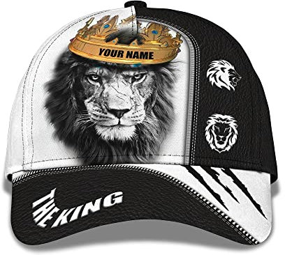 Damen Herren Snapback Kappe Löwe Und Krone Der König Baseball Cap Verstellbar Hip-Hop-Hut Baumwolle Angeln Hüte Für Angeln Reisen Sport