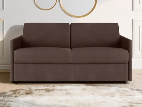 Vente-unique-Schlafsofa 3-Sitzer - Liegefläche: 140 cm - Matratzenhöhe: 18 cm - Stoff - Braun - CALIFE