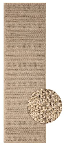 the carpet Kansas - Tapis d'extérieur Robuste au Look Naturel de Jute, résistant aux intempéries, Convient pour la terrasse et Le Jardin, 80 x 250 cm