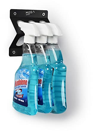 MegaMaxx UK Wall Mount Spray Bottle Holder (2 Sizes Available) - Rack, Pickup, Can, Cleaning, Accessories, Storage - For Home, Office, Garage, Warehouse, Workshop