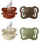 BIBS Couture Schnuller 4er-Pack, BPA-frei, Kiefergerechte Form. Silikon, Hergestellt in Dänemark, Größe 1 (0-6 Monate), Rust Mix