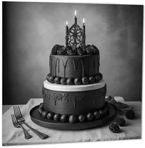 Schwarze Gothic-Hochzeitskarte, 145 x 145 mm