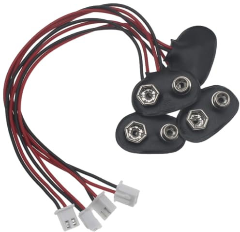OZXNO 4 unidades de 9 V a presión de batería a cable conector PH 2.0 tipo T 9 V conector de clip de batería con cable de plomo de 15 cm
