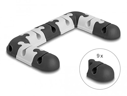 DeLOCK Modulares Set Selbstklebend Kabelhalter 9 Stück Schwarz/Grau Marke