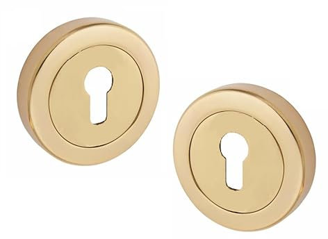 Golden Grace Door Key Hole on Round Rose in Electro Brass Finish, Escutcheon with 3 Lever 5 Lever Lock Keys