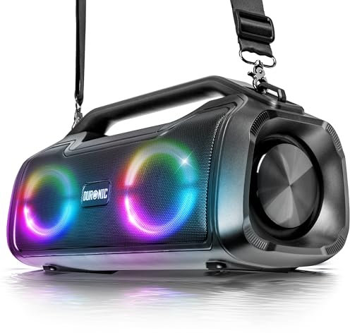 Duronic BX48 Altoparlante Bluetooth portatile 80W | Boombox wireless con luci RGB | Resistente all'acqua IPX5 | Durata della batteria di 4,5 ore | Cassa Bluetooth senza fili Compatibile con USB-AUX
