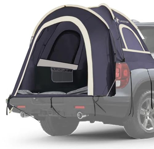 Lanceton Pickup-LKW-Zelt, passend für 1,5 - 1,8 m LKW-Bett, wasserdichtes PU3000 hochdichtes Polyester-Oxford, winddichte Stange und Insektenschutz, doppellagiges Netzfenster und Tür, einzigartiges