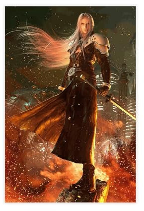 yiili Final Fantasy Sephiroth Spiel-Poster, Leinwandposter, Wandkunst, Dekordruck, Bild, Gemälde für Wohnzimmer, Schlafzimmer, Dekoration, ungerahmt, 30 x 45 cm