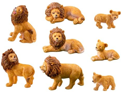 Vaguelly 8 Miniature Di Leoni in Resina Statuette Di Leoni Decorative Per Scrivania Ufficio Casa Decorazioni Da Tavolo Di Forma Unica