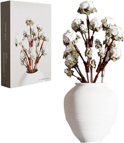 SUNYBRIG Baumwolle Blumenstrauß Bausteine, 515 PCS DIY Künstliche Blumen Set, Baumwolle Blumen Baustein DIY Blumenstrauß Set für Erwachsene, Kunstblumen für Tisch Zimmer Deko, Blumenliebhaber