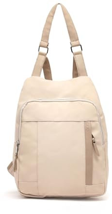 MISAKO Nova Anti-Diebstahl-Rucksack aus Nylon - Modische Damen-Anti-Diebstahl-Rucksacktasche - Kleiner, geräumiger Freizeitrucksack Nova Beige 35 X 26 X 9 cm