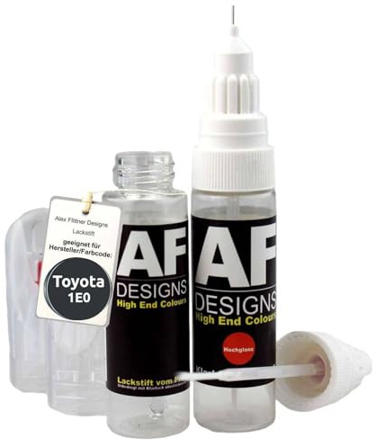 Alex Flittner Designs Lackstift kompatibel mit Toyota 1E0 Dark Grey Perl schnelltrocknend + Klarlack Tufplack Autolack