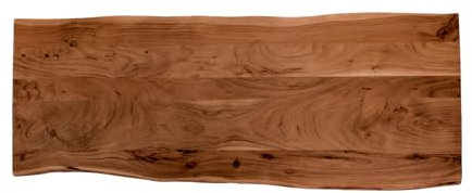 SAM Holzplatte 160x60 cm Emilia, Tischplatte aus Akazienholz massiv + nussbaumfarben, Baumkanten-Platte für Heimwerker, geeignet für Arbeitsplatten, Tische & Fensterbretter
