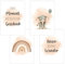4er Set Baby DIN A3 Bilder mit Elefant, Regenbogen und Sprüchen, Poster mit Tiermotiv für Babyzimmer, 200g/m² Papier, Kinderzimmer Wanddeko, für Bilderrahmen, Dekoration für Jungen & Mädchen, Beige