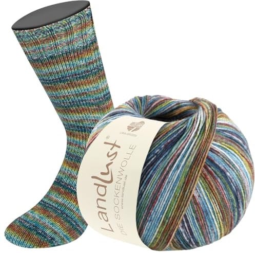 LANA GROSSA Landlust die Sockenwolle | Garn aus Merinowolle in verschiedenen Farben | Handstrickgarn aus 80% Schurwolle (Merino) & 20% Polyamid | 100g Wolle zum Stricken & Häkeln | 420m Garn FB813