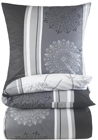 BaSaTex Bettwäsche 155x220 Baumwolle Set 2 teilig - 100% Baumwolle - 1x Deckenbezug 155 x 220 cm + 1x Kissenbezug 80x80 cm - Reißverschluss - Viola