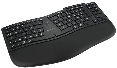 KENSINGTON Pro Fit Ergo KB675 EQ - Clavier Sans Fil Rechargeable, Clavier Bluetooth 2,4GHz AZERTY, Compatible avec Windows & macOS, Contient 43 % de Matériaux Recyclés Post-Consommation (K75491FR)
