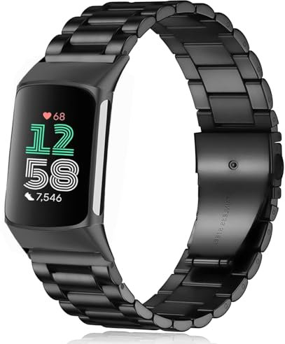 Issinlky Metallband für Fitbit Charge 6/Fitbit Charge 5, Edelstahlarmband für Fitbit Charge 6/Fitbit Charge 5 Damen Herren
