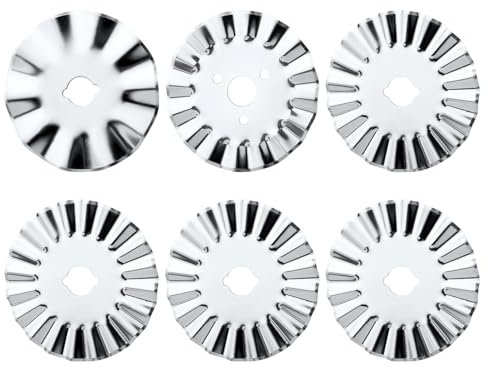 6pcs Lames de Coupe Rotatives à Cranter de 45mm, Lames de Coupe Rotatives Ondulées Lames de Rechange pour Coupe Rotative pour Tissu pour Couture Matelassage Artisanat