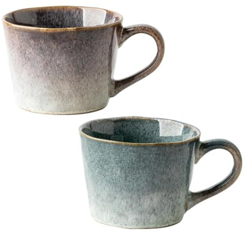 Paartassen - Kaffeetassen Aus Weißem Porzellan | Im Ofen Veränderte Glasurtasse | 2X Vintage Bar Trinkbecher | Elegante Tassen Mit Wassermuster-Design Für Kaffee | Breite, Neuartige Kaffeetasse | Lust