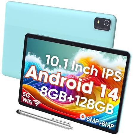 weelikeit Tablet Android da 10 pollici, memoria da 128 GB (espandibile fino a 1 TB), batteria 6000 mAh, 5G WiFi 6, Bluetooth 5.0, doppia fotocamera da 8 MP + 5 MP