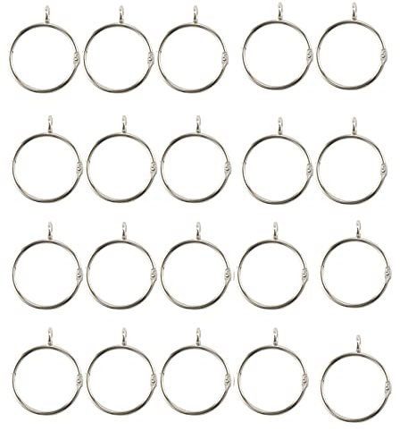 Sessleger 20 Stück Vorhangringe aus Silber, zum Öffnen und Schließen, aus Metall, rostfrei, mit Öse für Broschen mit Haken (1,5 Zoll)