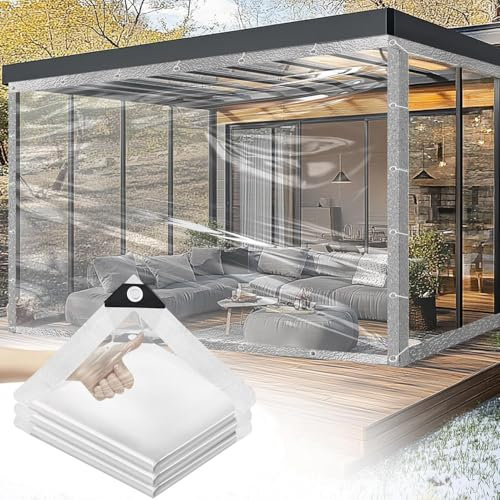 Lona transparente para exteriores, 1,5 x 2,5 m, 2025, última actualización para evitar desgarros, ojales, lona transparente, cubierta de lluvia, puede soportar fuertes vientos
