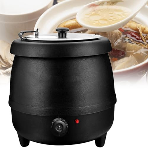 10L Soup Warmers Commercial Soup Kettle, Electric Countertop Food Soup Warmer, with Stainless Steel Hinged Lid and Detachable Insert Pot, Electric Soup Pot for Restaurants and Party, Home, Catering