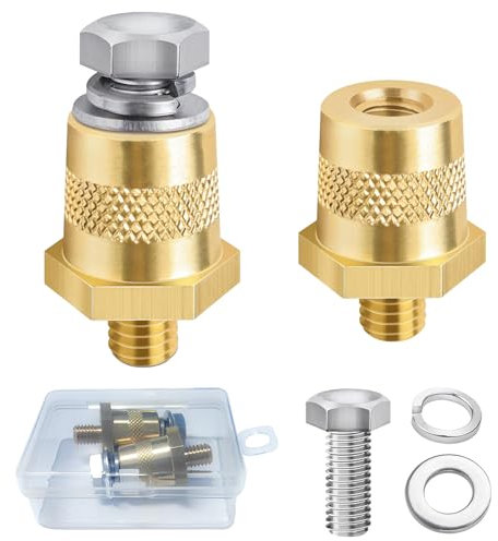Batteriepoladapter M8, Paar Bolatus Auto Batterie Anschlussklemmen M8 Batterieklemme mit 2 Edelstahlschrauben und 4 Unterlegscheiben für Motorräder Autos Schiffe