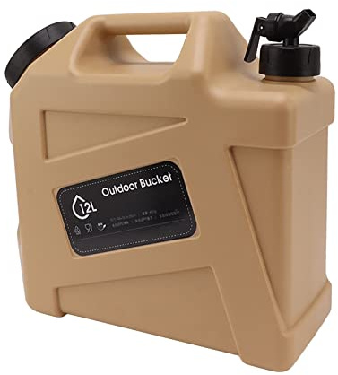 Récipient à eau, grande capacité de 12 L, seau de stockage d'eau potable avec valve pour le camping (kaki)