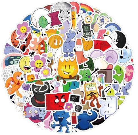 110Pcs Battle for Dream Island Aufkleber, BFDI Cartoon Spiel Aufkleber, Vinyl Wasserdichte Graffiti Aufkleber für Skateboard Auto Laptop Gitarre, Jugendliche Kinder