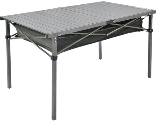 OUTSIDER Folding Camping Table, Portable Roll-up Outdoor Lightweight Aluminum Camp Table for Picnic BBQ Backyards Beach, Large Storage Mesh Pocket and Carrying Bag included
