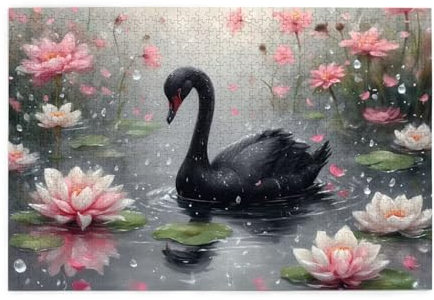 Schwan Puzzle 4000 Teile Erwachsene Lotus, Puzzles mit Verpackung Box und Poster, Lustig Stress Abbauen Familien Unterhaltungsspiele für Raumdekoration, Kreative Geschenke für Männer/Frauen 1T-1869