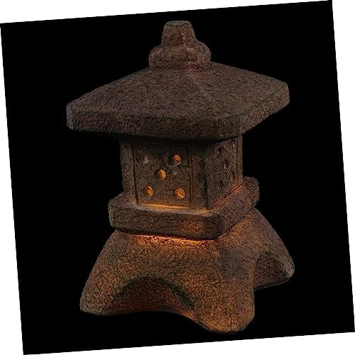 DIYEAH Stone Tower Palace Light Solar Pagoda Lantern Statue for Garden Patio Outdoor Decorative Lighting