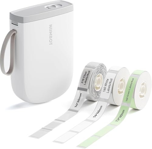 NIIMBOT D11 Etikettendrucker Selbstklebend mit 3 Etikettenrolle, 300 DPI Tragbarer Labeldrucker Etikettiergerät Selbstklebend, Kompatibel mit iOS und Android, Beschriftungsgerät Für Zuhause Büro