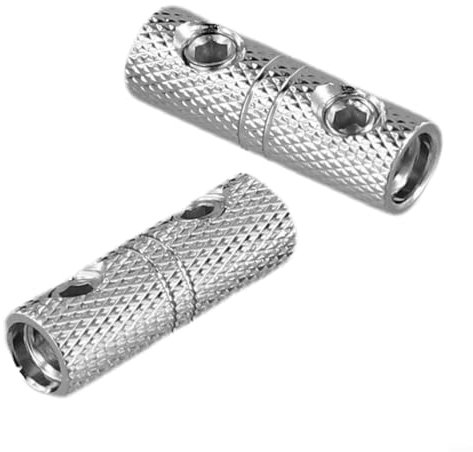 FACULX 2PCS 8 Gauge Wire Couplers, Brass Terminal Butt Connectors, Car Audio-Amplifier Cable Connector For Automotive Audio Applications